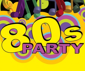 Elements of Music 80s party flyer design vector 04