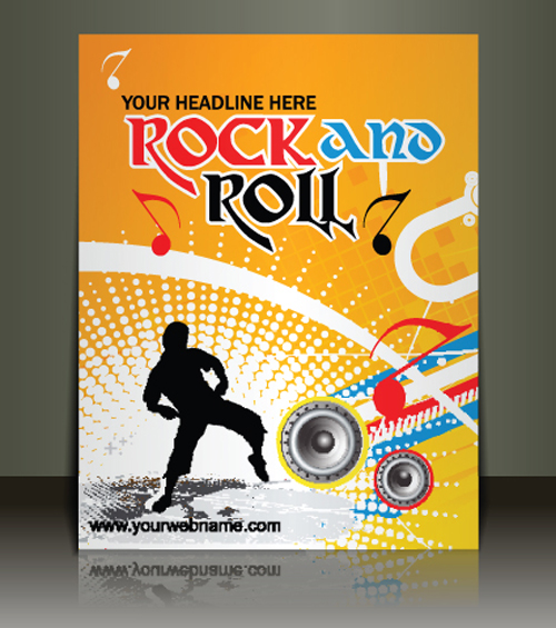Creative Music flyer Rock and Roll design vector 02