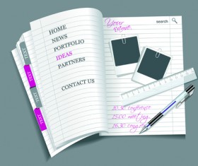 Vector set of Open notepad design elements 02