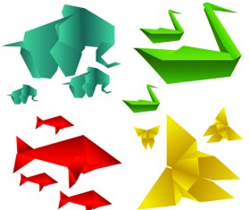 Various Origami animals design vector material 01