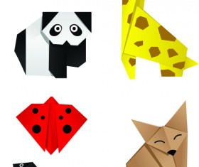 Various Origami animals design vector material 03