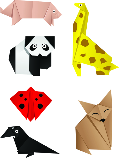 Various Origami animals design vector material 03