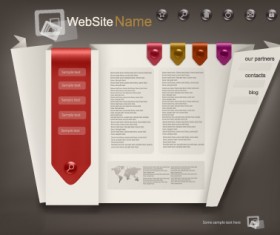 Set of Origami website template vector material 04