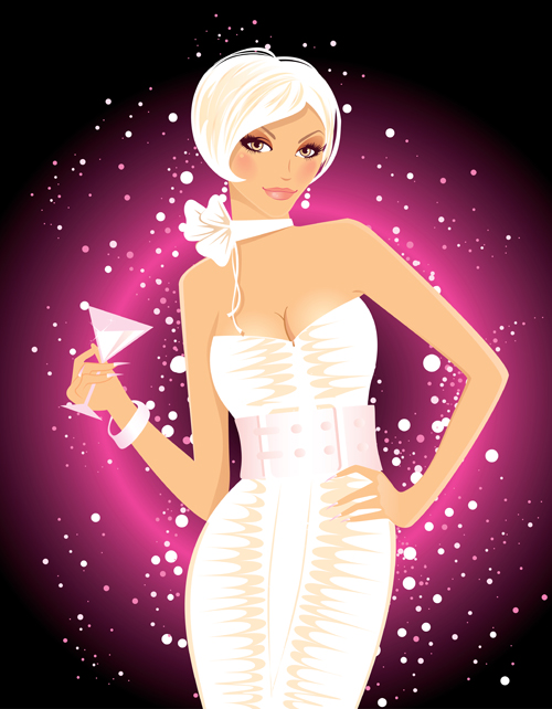Sexy Party girl design vector graphics 01
