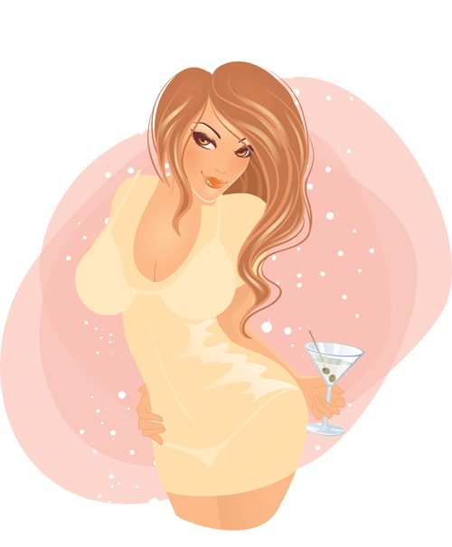 Sexy Party girl design vector graphics 03