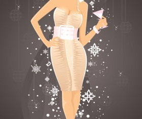 Sexy Party girl design vector graphics 05