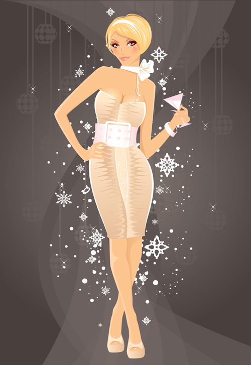 Sexy Party girl design vector graphics 05