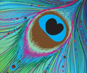 Vector set of Peacock feather background art 02