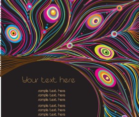 Vector set of Peacock feather background art 04