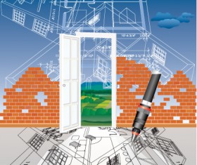 Set of Plans and construction project design vector material 05