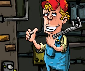 Funny Plumber design elements vector 01