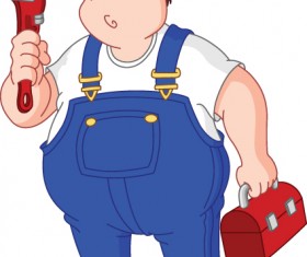 Funny Plumber design elements vector 02