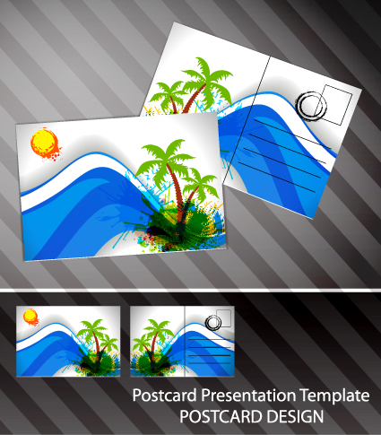 Creative Postcard design elements vector set 01