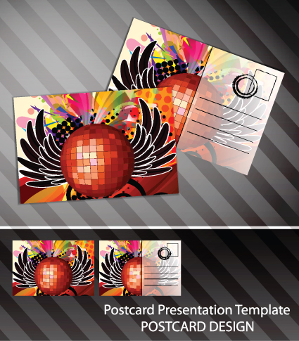 Creative Postcard design elements vector set 05