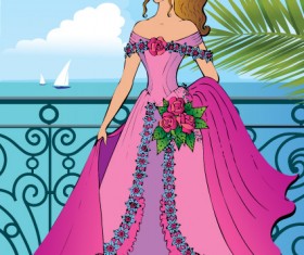 Set of Beautiful Princess vector graphics 03
