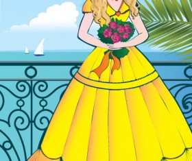 Set of Beautiful Princess vector graphics 04