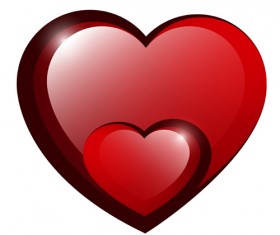 Red Shiny hearts design vector