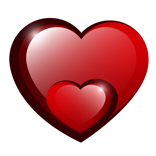 Red Shiny hearts design vector