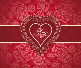 Red style Heart with Valentine Day vector 01
