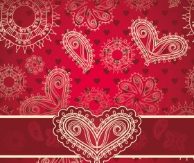 Red style Heart with Valentine Day vector 04