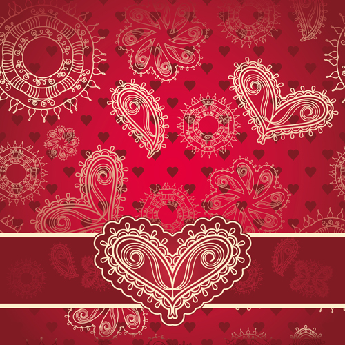 Red style Heart with Valentine Day vector 04