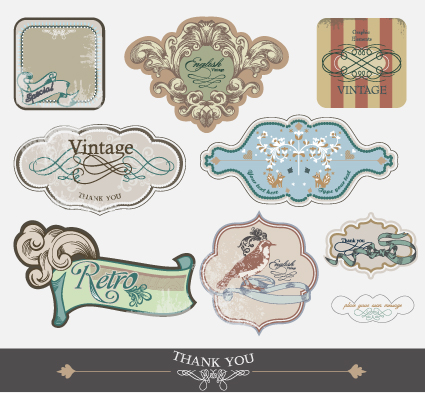 Set of Retro and vintage label vector graphics 02