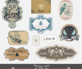 Set of Retro and vintage label vector graphics 03