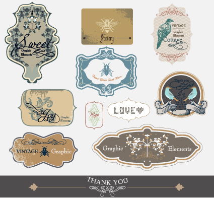 Set of Retro and vintage label vector graphics 03