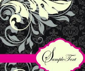 Retro dark Floral backgrounds vector 01