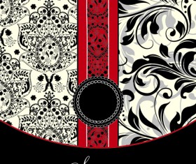 Retro dark Floral backgrounds vector 02