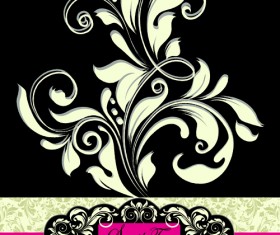 Retro dark Floral backgrounds vector 04
