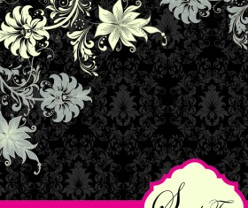 Retro dark Floral backgrounds vector 05