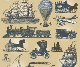 Set of Retro objects and elements vector art 01