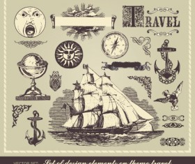 Set of Retro objects and elements vector art 02