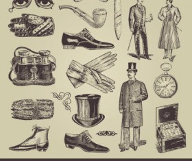 Set of Retro objects and elements vector art 03