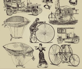 Set of Retro objects and elements vector art 04