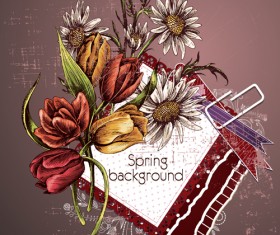 Retro romantic floral cards elements vector set 03