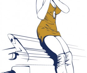 Hand drawn Sexy woman design elements vector 03