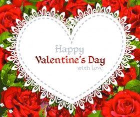 Roses with Valentine Day Cards vector graphics 02