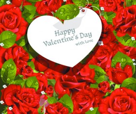Roses with Valentine Day Cards vector graphics 03