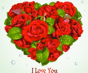 Roses with Valentine Day Cards vector graphics 05