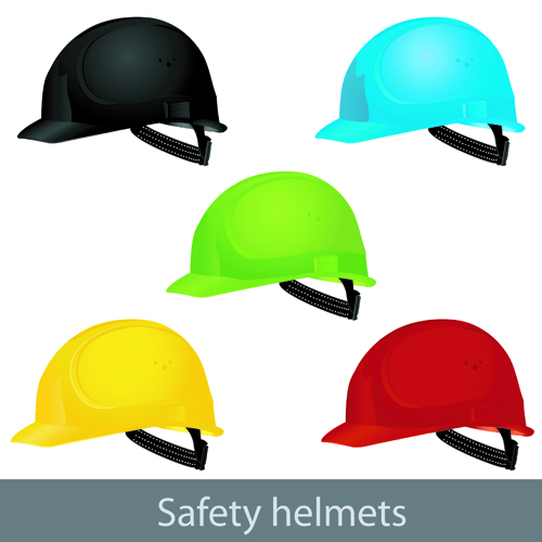 Different colored Safety helmet elements vector 01