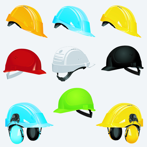 Different colored Safety helmet elements vector 02