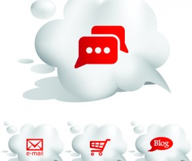 Set of Speech Bubbles cloud labels vector 02