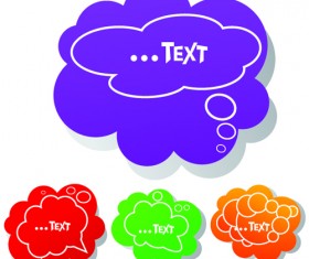 Set of Speech Bubbles cloud labels vector 03