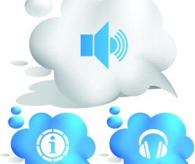 Set of Speech Bubbles cloud labels vector 04