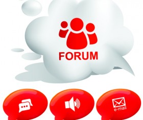 Set of Speech Bubbles cloud labels vector 05