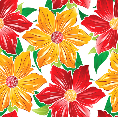 Download Vector set of Spring flowers pattern 02 free download