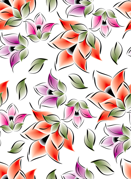 Vector set of Spring flowers pattern 04