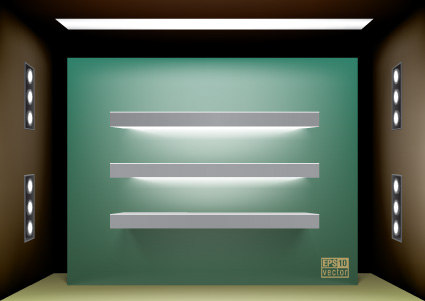 Elements of Store window with illuminated design vector 02